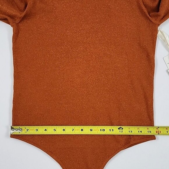 Athleta x Alicia Keys Women's Bodysuit Merino Wool Burnt Orange Gold Speck Sz M - Picture 14 of 15
